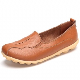 Kvinders Rund Tå Blød Sål Slip On Flat Loafers