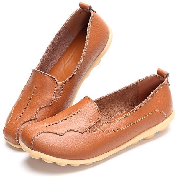 Kvinders Rund Tå Blød Sål Slip On Flat Loafers