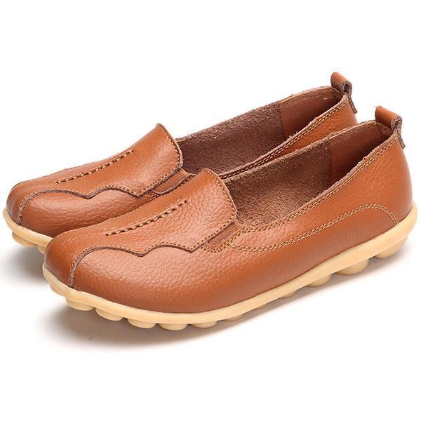 Kvinders Rund Tå Blød Sål Slip On Flat Loafers