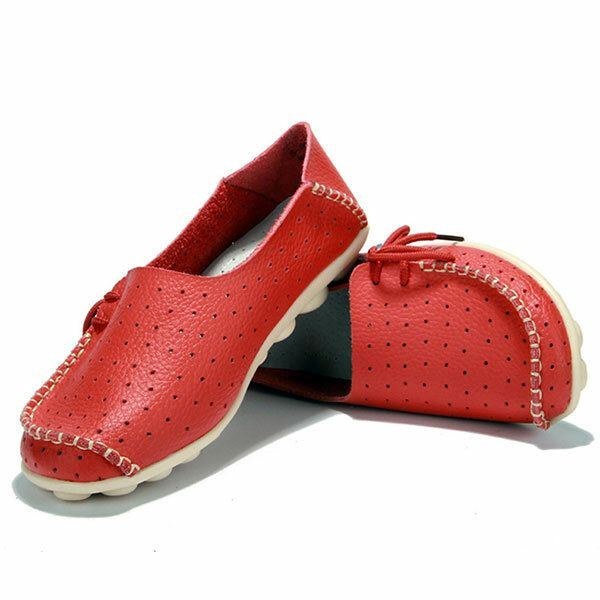 Nye Damer Flats Bløde Komfortable Snørebånd Casual Fashion Flat Loafers Sko