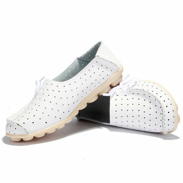 Nye Damer Flats Bløde Komfortable Snørebånd Casual Fashion Flat Loafers Sko