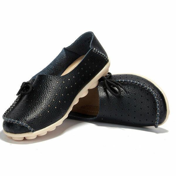 Nye Damer Flats Bløde Komfortable Snørebånd Casual Fashion Flat Loafers Sko