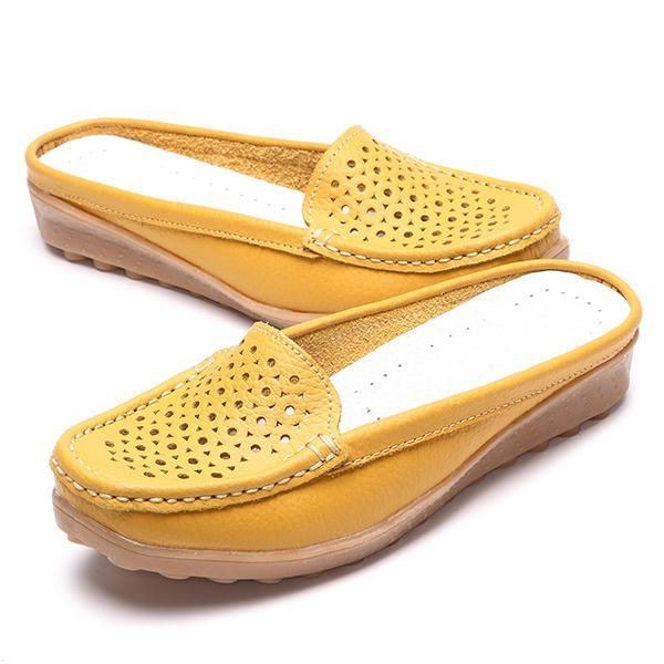 Soft Hollow Out Runde Toe Penny Loafers Til Kvinder