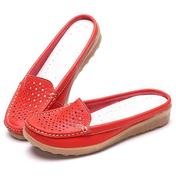 Soft Hollow Out Runde Toe Penny Loafers Til Kvinder