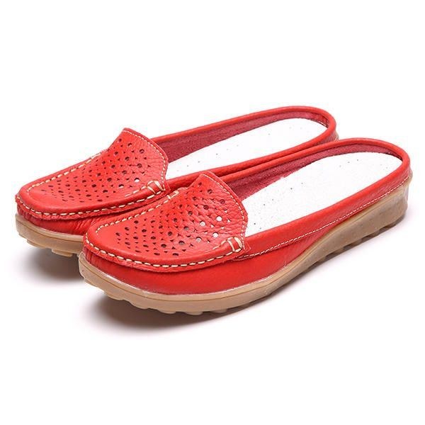 Soft Hollow Out Runde Toe Penny Loafers Til Kvinder