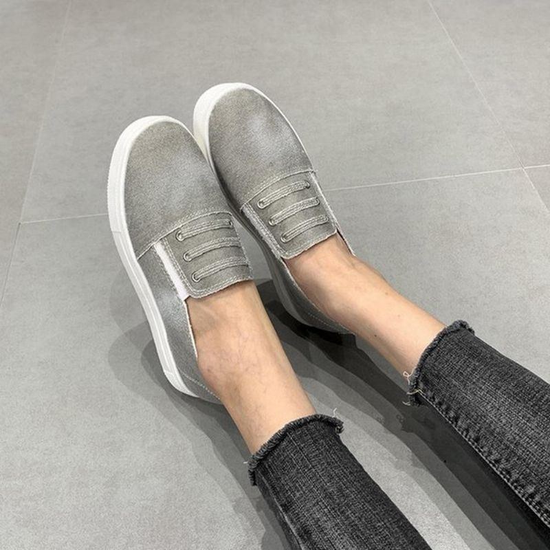 Stor Størrelse Dame Elastic Band Loafers Canvas Dame Flats