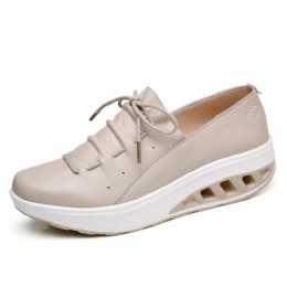 Stor Størrelse Dame Rocker Sole Lace Up Cow Læder Loafers