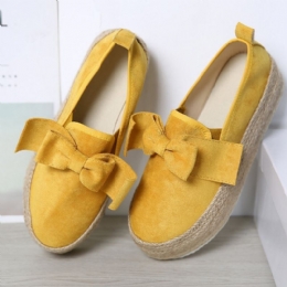 Stor Størrelse Kvinder Casual Butterfly Knot Straw Platform Loafers