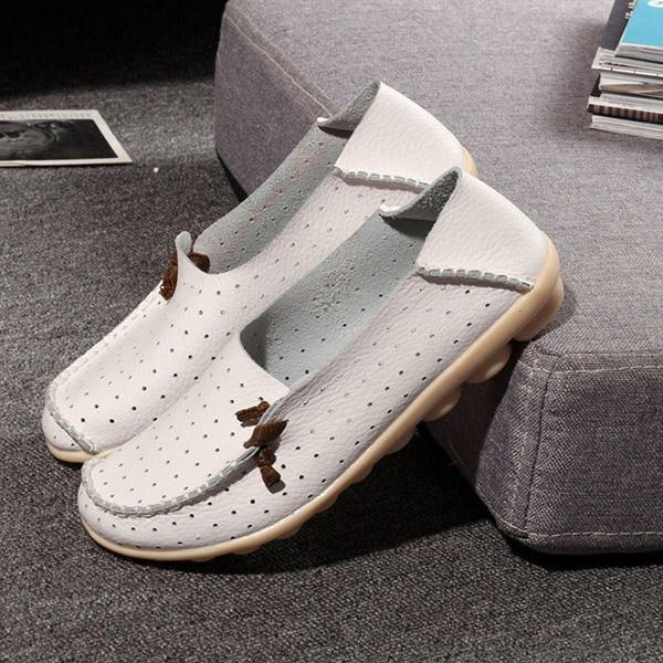 Stor Størrelse Kvinder Casual Flade Sko Slip On Ballerina Flats Hollow Out Flade Loafers