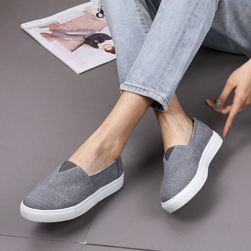 Stor Størrelse Kvinder Casual Solid Color Slip On Loafers