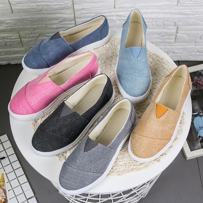 Stor Størrelse Kvinder Casual Solid Color Slip On Loafers