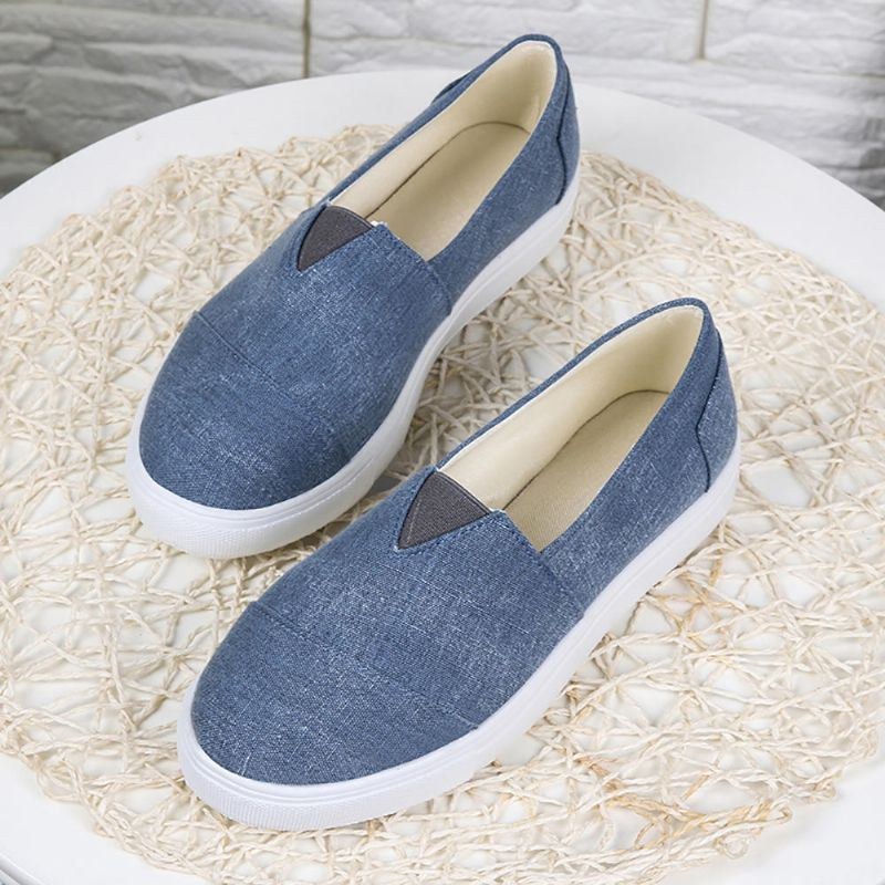 Stor Størrelse Kvinder Casual Solid Color Slip On Loafers