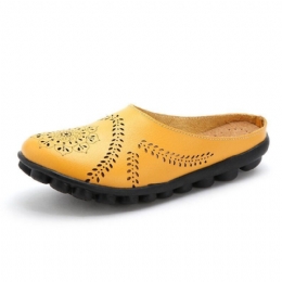 Stor Størrelse Udhulet Ren Farve Blød Casual Flats Damesko