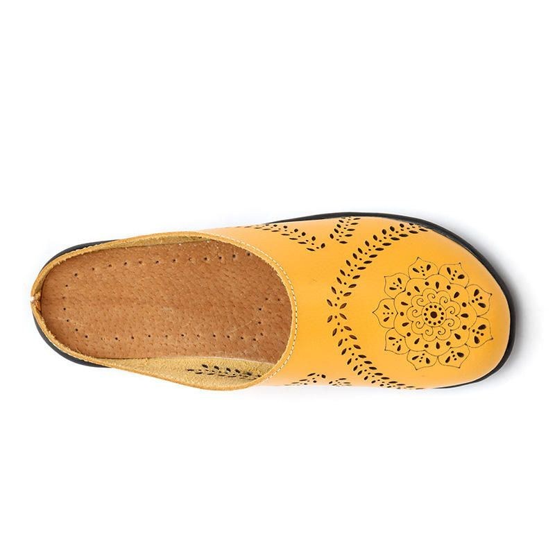 Stor Størrelse Udhulet Ren Farve Blød Casual Flats Damesko