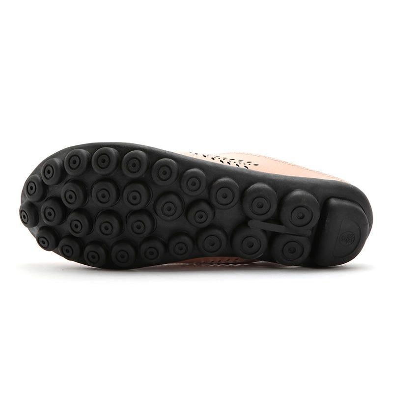 Stor Størrelse Udhulet Ren Farve Blød Casual Flats Damesko