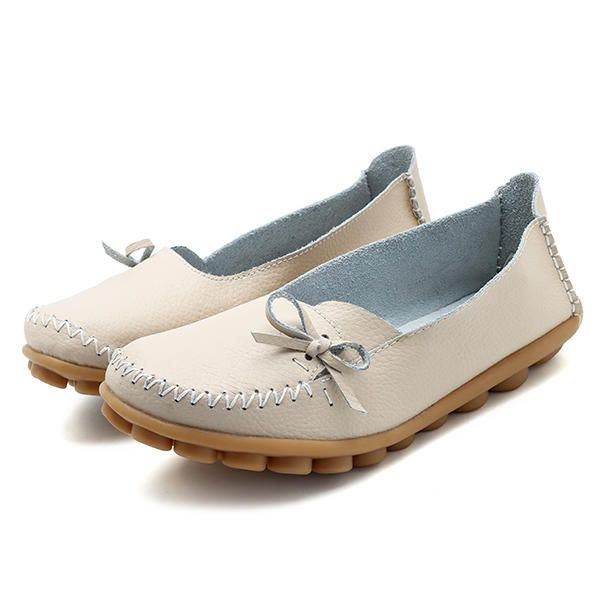 Større Størrelse Kvinder Casual Shoe Læder Comfy Flat Loafers