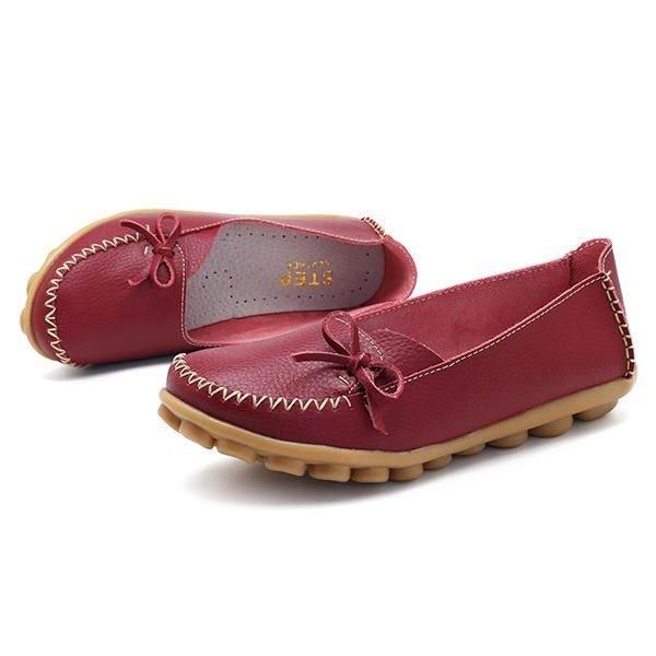 Større Størrelse Kvinder Casual Shoe Læder Comfy Flat Loafers