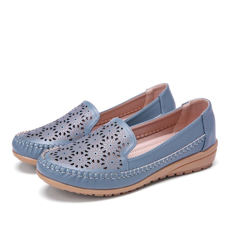 Women Floewrs Hollow Comfy Non-slip Casual Flat Loafers