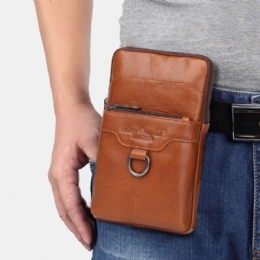 Ægte Læder Koskind Til Mænd Vintage Business 6.5 Tommer Telefontaske Crossbody-taske Taljetaske Sling-taske