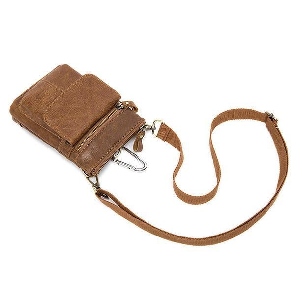 Ægte Læder Taljetaske Første Lag Læder Fritids Retro Telefontaske Crossbody Taske Til Mænd