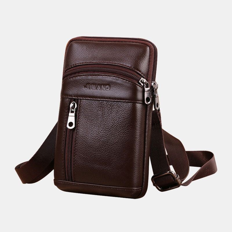 Ægte Læder Til Mænd 6.5 Tommer Retro Telefontaske Bæltetaske Crossbody Taske