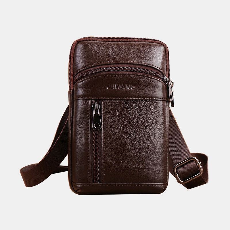 Ægte Læder Til Mænd 6.5 Tommer Retro Telefontaske Bæltetaske Crossbody Taske