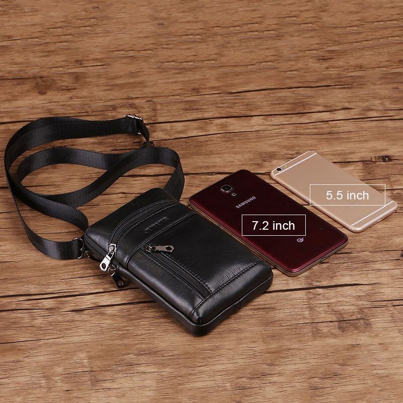 Ægte Læder Til Mænd 6.5 Tommer Retro Telefontaske Bæltetaske Crossbody Taske