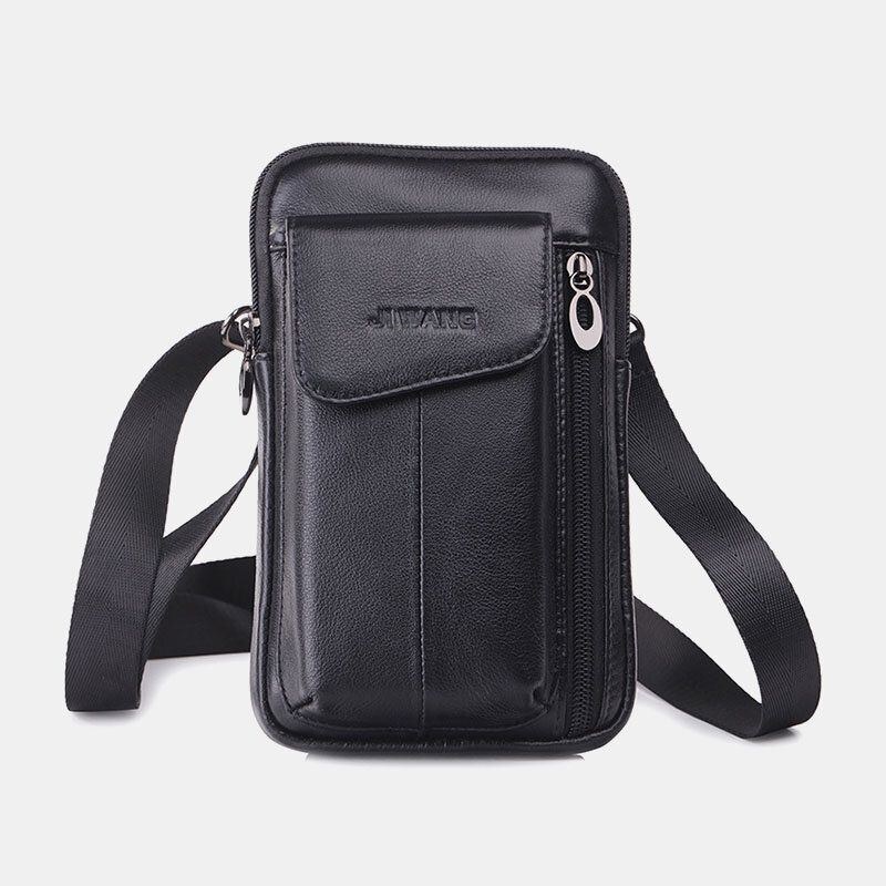 Ægte Læder Til Mænd 6.5 Tommer Telefontaske Taljetaske Bæltetaske Crossbody-taske