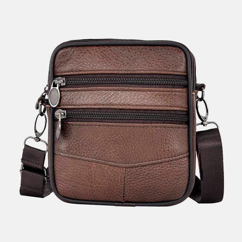 Ægte Læder Til Mænd Med Stor Kapacitet Business Multi-carry Crossbody-taske