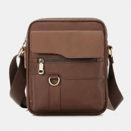 Ægte Læder Til Mænd Med Stor Kapacitet Vintage Afslappet 6.5 Tommer Telefontaske Crossbody Taske Skuldertaske Messenger Briefcase