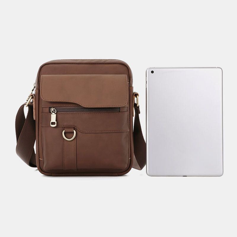 Ægte Læder Til Mænd Med Stor Kapacitet Vintage Afslappet 6.5 Tommer Telefontaske Crossbody Taske Skuldertaske Messenger Briefcase