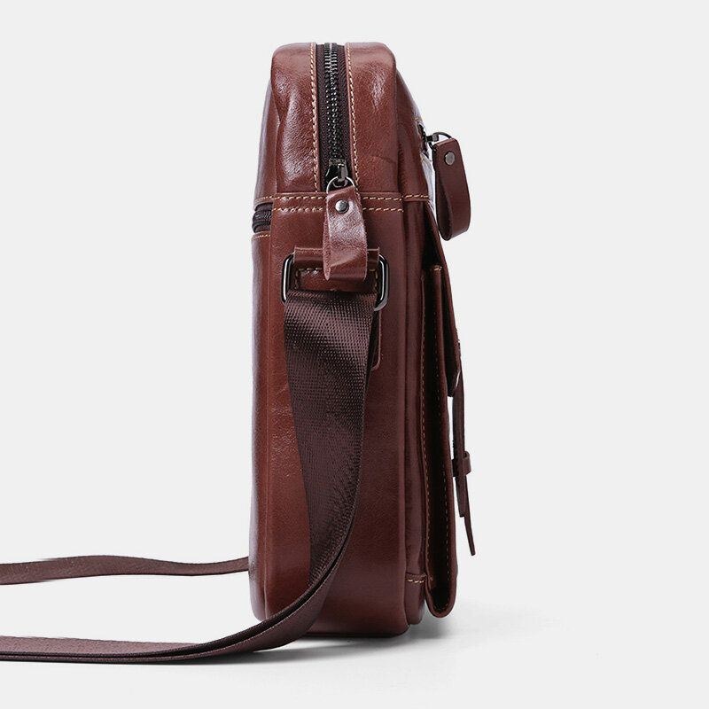 Ægte Læder Til Mænd Med Stor Kapacitet Vintage Business Crossbody-taske Skuldertaske