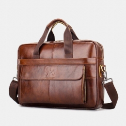 Ægte Læder Til Mænd Retro Business Multi-funktion 13 Tommer Bærbar Taske Håndtaske Briefcase Crossbody Taske