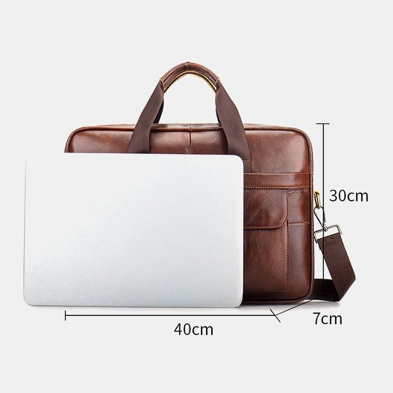 Ægte Læder Til Mænd Retro Business Multi-funktion 13 Tommer Bærbar Taske Håndtaske Briefcase Crossbody Taske