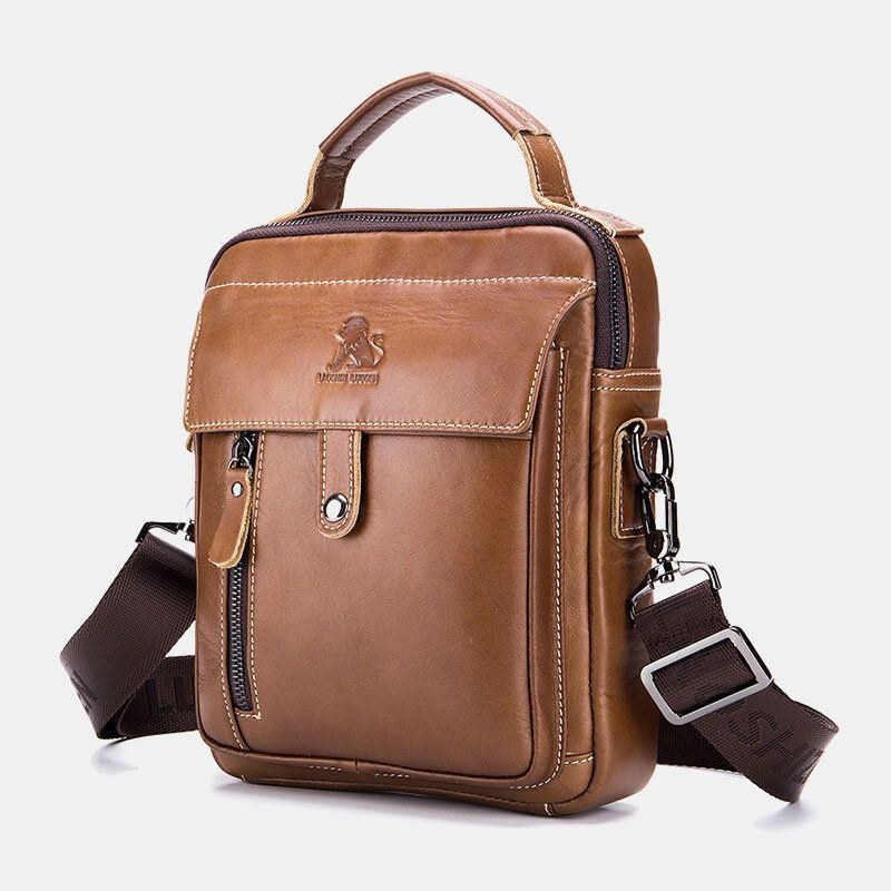 Ægte Læder Til Mænd Retro Business Small Kohud Læder Skuldertaske Crossbody Taske