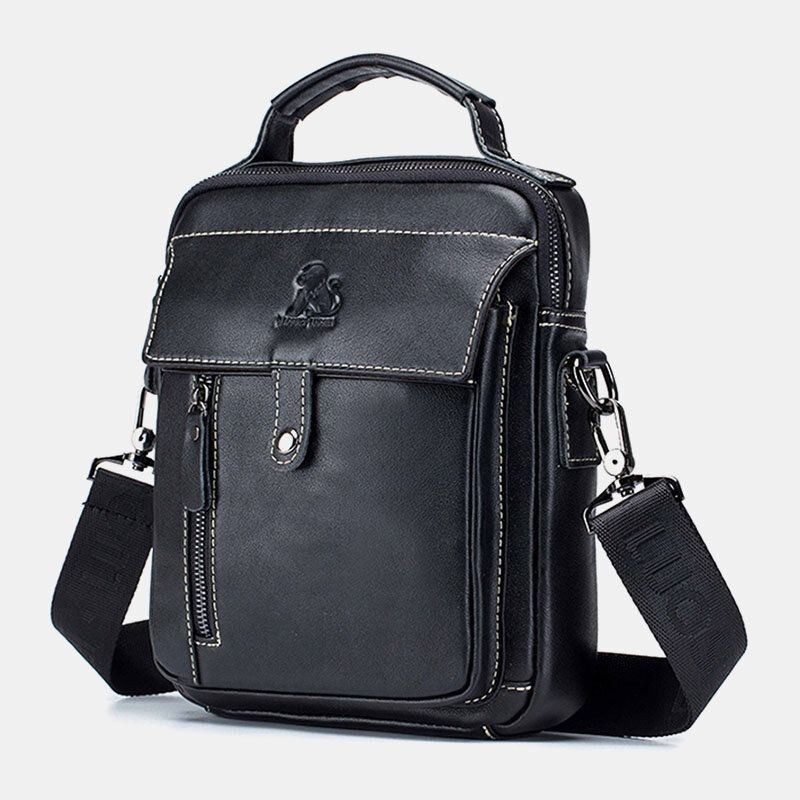 Ægte Læder Til Mænd Retro Business Small Kohud Læder Skuldertaske Crossbody Taske