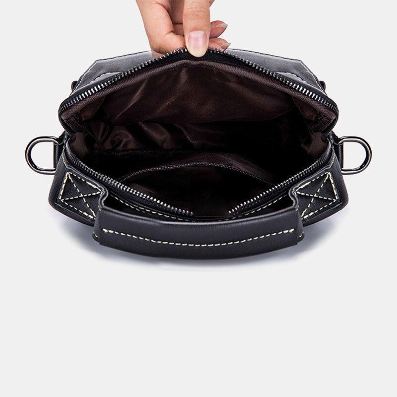 Ægte Læder Til Mænd Retro Business Small Kohud Læder Skuldertaske Crossbody Taske