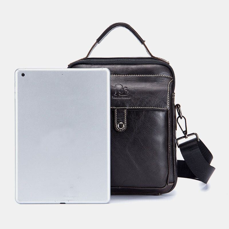 Ægte Læder Til Mænd Retro Business Small Kohud Læder Skuldertaske Crossbody Taske