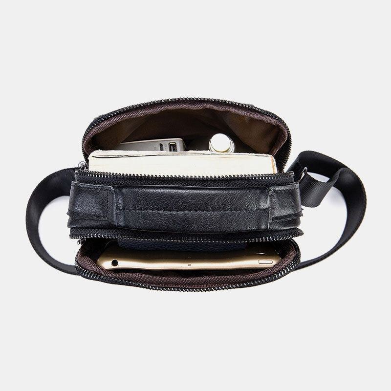 Ægte Læder Til Mænd Retro Business Small Kohud Læder Skuldertaske Crossbody Taske