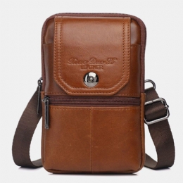 Ægte Læder Til Mænd Vintage Multi-card Slot 6.5 Tommer Mini Telefontaske Crossbody Taske Taljetaske Koskindstaske