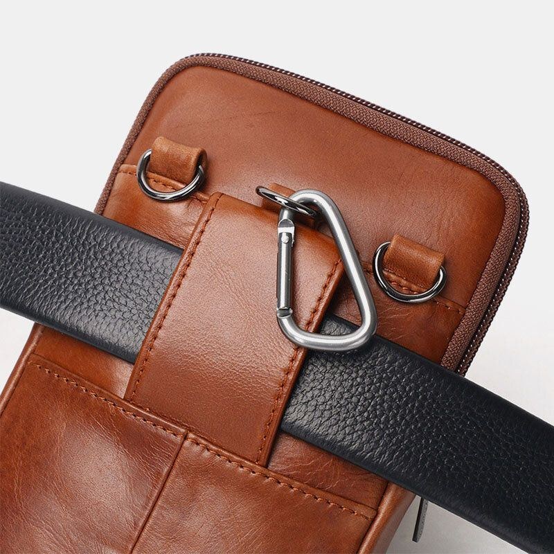 Ægte Læder Til Mænd Vintage Multi-card Slot 6.5 Tommer Mini Telefontaske Crossbody Taske Taljetaske Koskindstaske