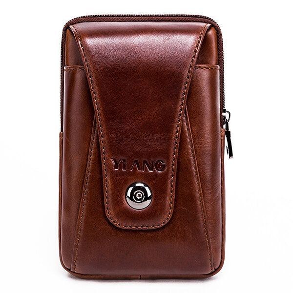 Ægte Læder Til Mænd Vintage Taljetaske Business Crossbody Taske Mobiltelefontaske Til 6 Tommer Telefoner