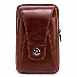 Ægte Læder Til Mænd Vintage Taljetaske Business Crossbody Taske Mobiltelefontaske Til 6 Tommer Telefoner