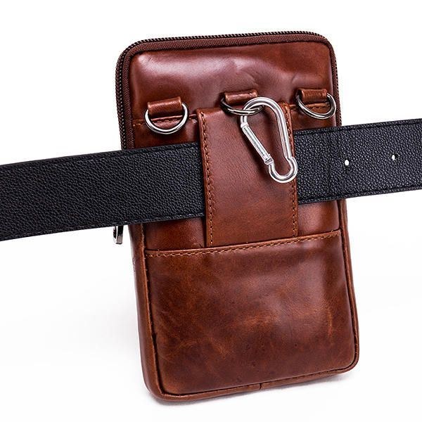 Ægte Læder Til Mænd Vintage Taljetaske Business Crossbody Taske Mobiltelefontaske Til 6 Tommer Telefoner