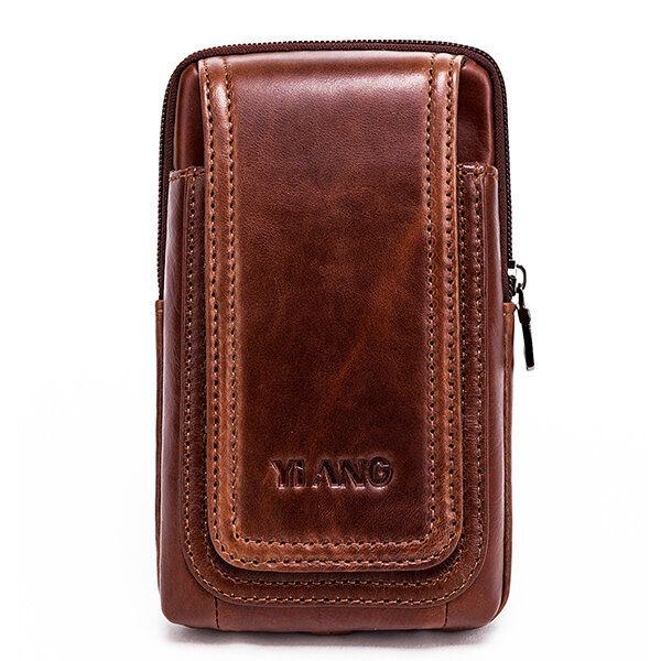 Ægte Læder Til Mænd Vintage Taljetaske Business Crossbody Taske Mobiltelefontaske Til 6 Tommer Telefoner