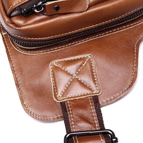 Bullcaptain® Men Ægte Læder Slyngetaske Business Casual Udendørs Bryst Crossbody Taske Til Ipad Mini