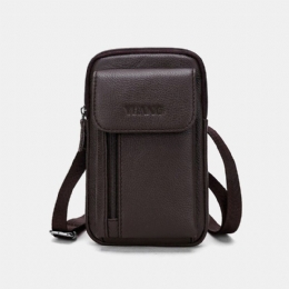 Herre Ægte Læder 6.3 Tommer Telefonholder Bæltetaske Crossbody Taske