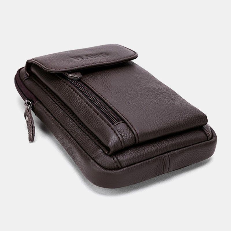 Herre Ægte Læder 6.3 Tommer Telefonholder Bæltetaske Crossbody Taske