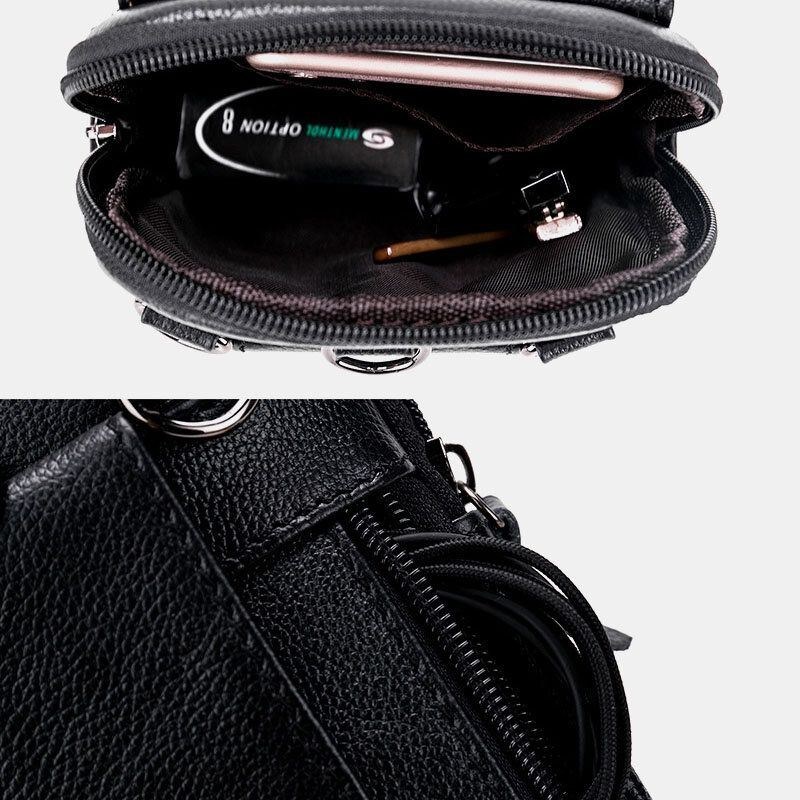 Herre Ægte Læder 6.3 Tommer Telefonholder Bæltetaske Crossbody Taske