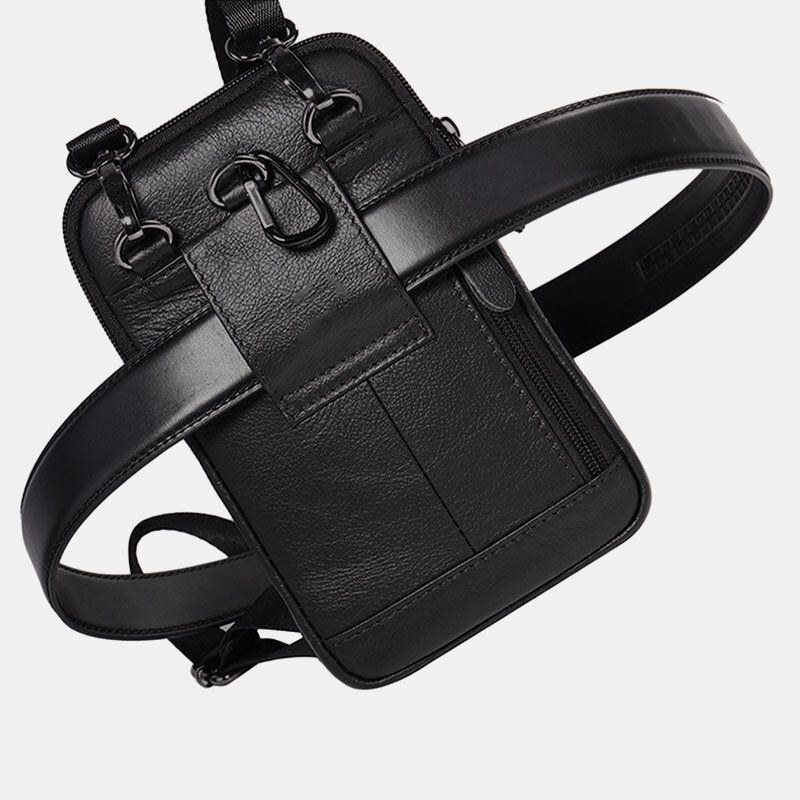 Herre Ægte Læder 6.3 Tommer Telefonholder Bæltetaske Crossbody Taske